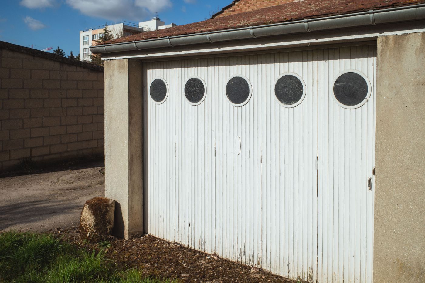 Old garage door before replacement